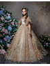 Flutter Sleeves Star Lace Tulle Keyhole Back Flower Girl Dress